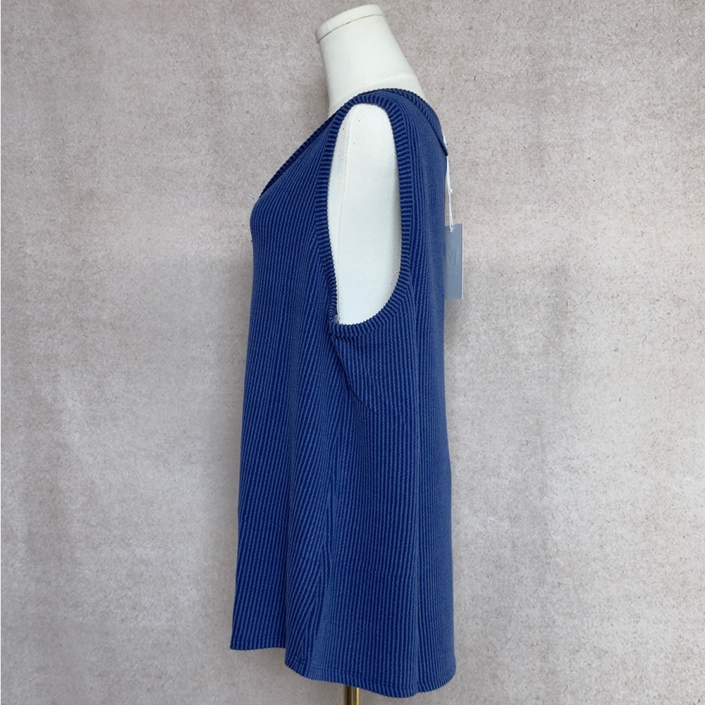 ANDREE BY UNIT Rich Cobalt Royal Blue Knit Tank Top A Versatile Closet Staple - Picture 4 of 8